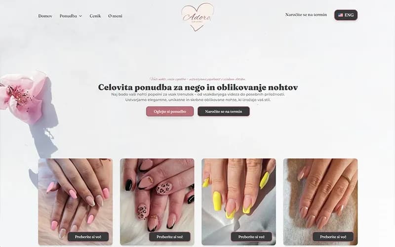 Adoro Couture Nails — Spletna stran + spletno naročanje